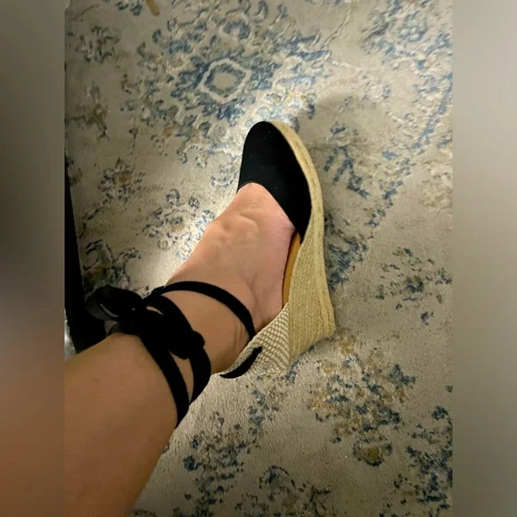 New Espadrille ssandqls anky wrap wedges J.Crew 9 1/2, black. - Picture 1 of 5